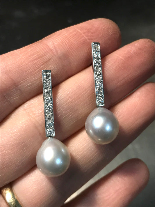 Pendientes de perla y diamantes