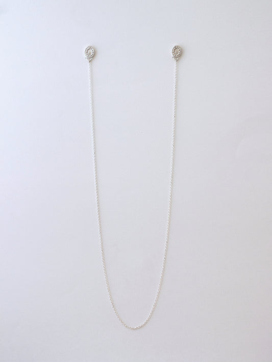 Pendiente collar dos en uno en plata. foto detalle.