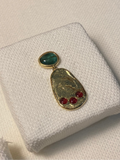 Gold, emerald and ruby earrings