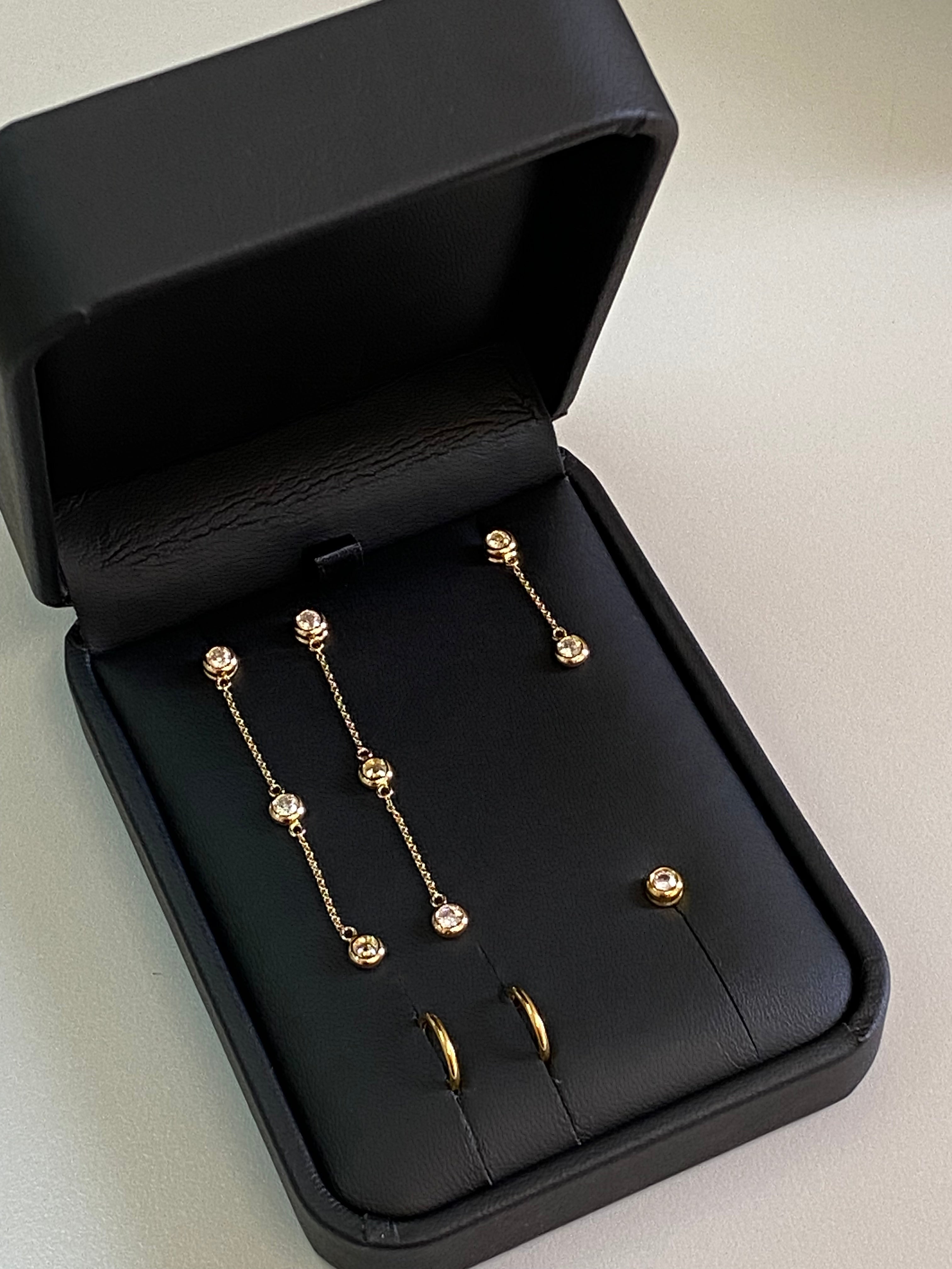 Long gold and diamond earrings