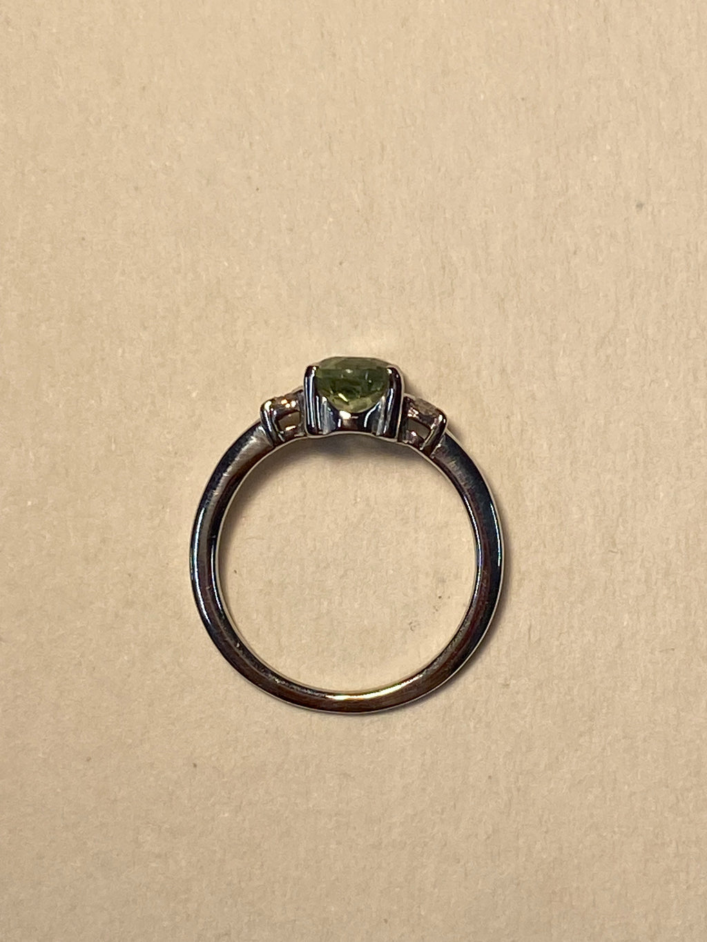Rhodium-plated tourmaline and diamond engagement ring