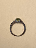 Rhodium-plated tourmaline and diamond engagement ring
