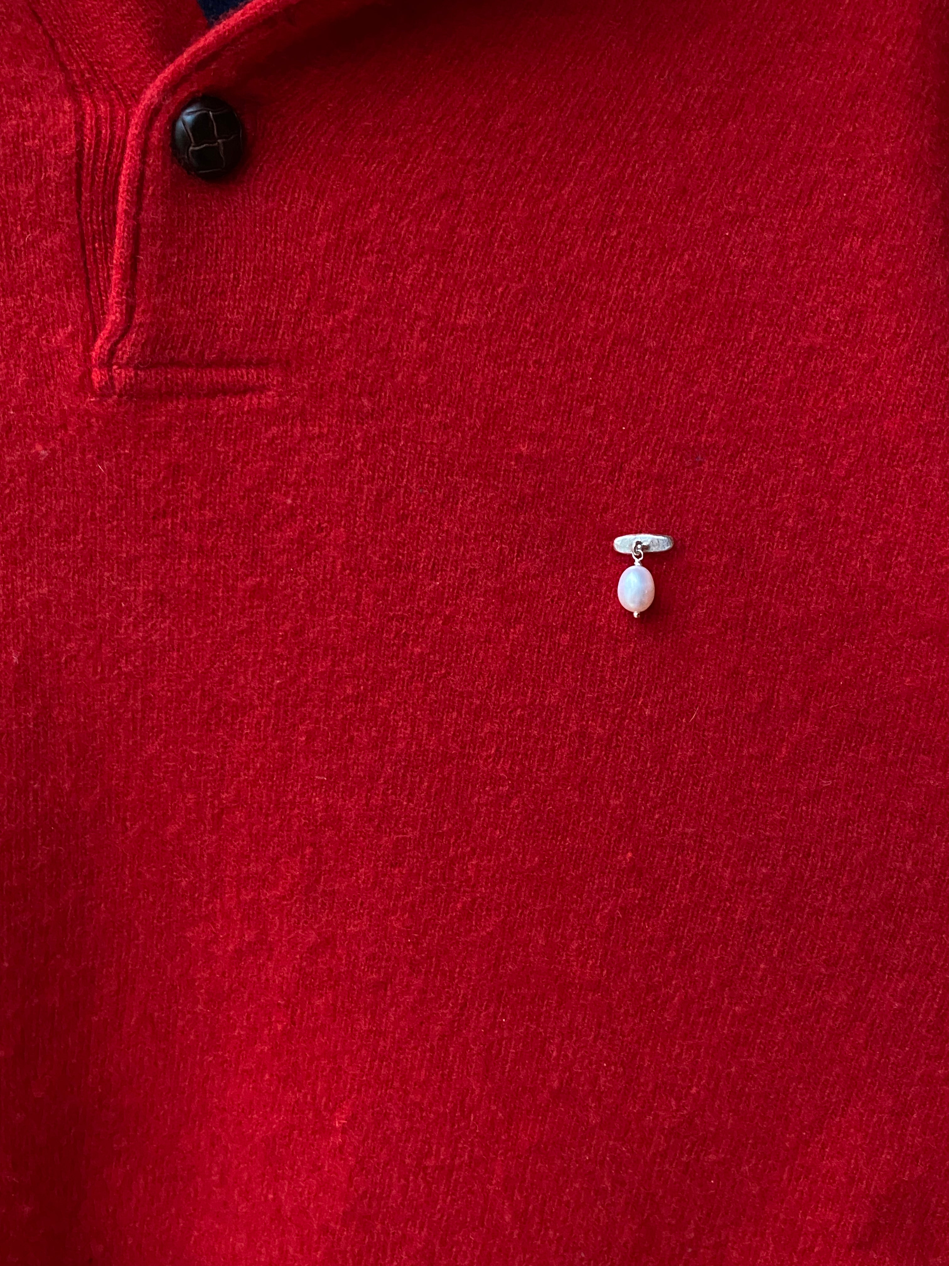 Silver and pearl pin
