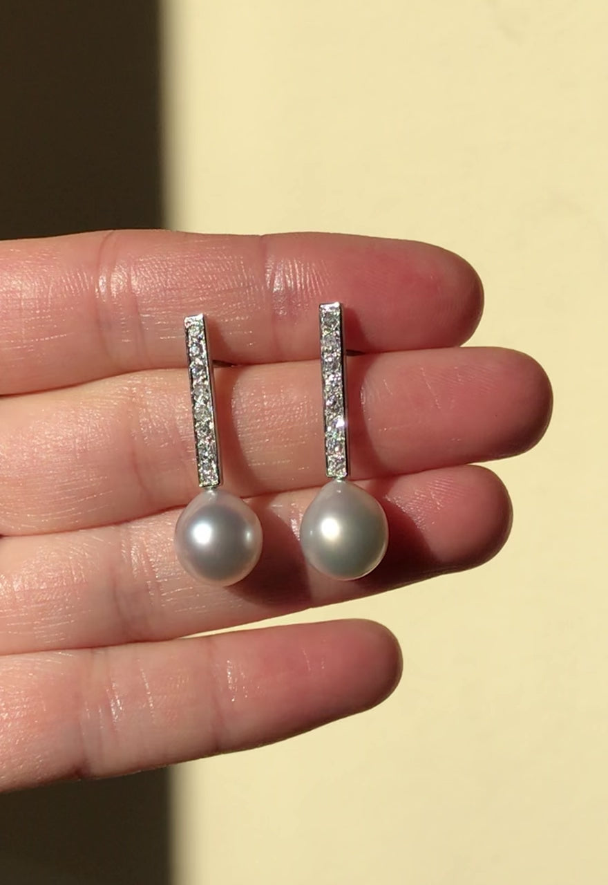 Pearl and diamond earrings